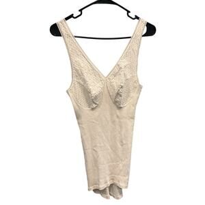 Schiesser Womens Camisole EU 48 US 14 L Tank Top Crochet White Cotton German